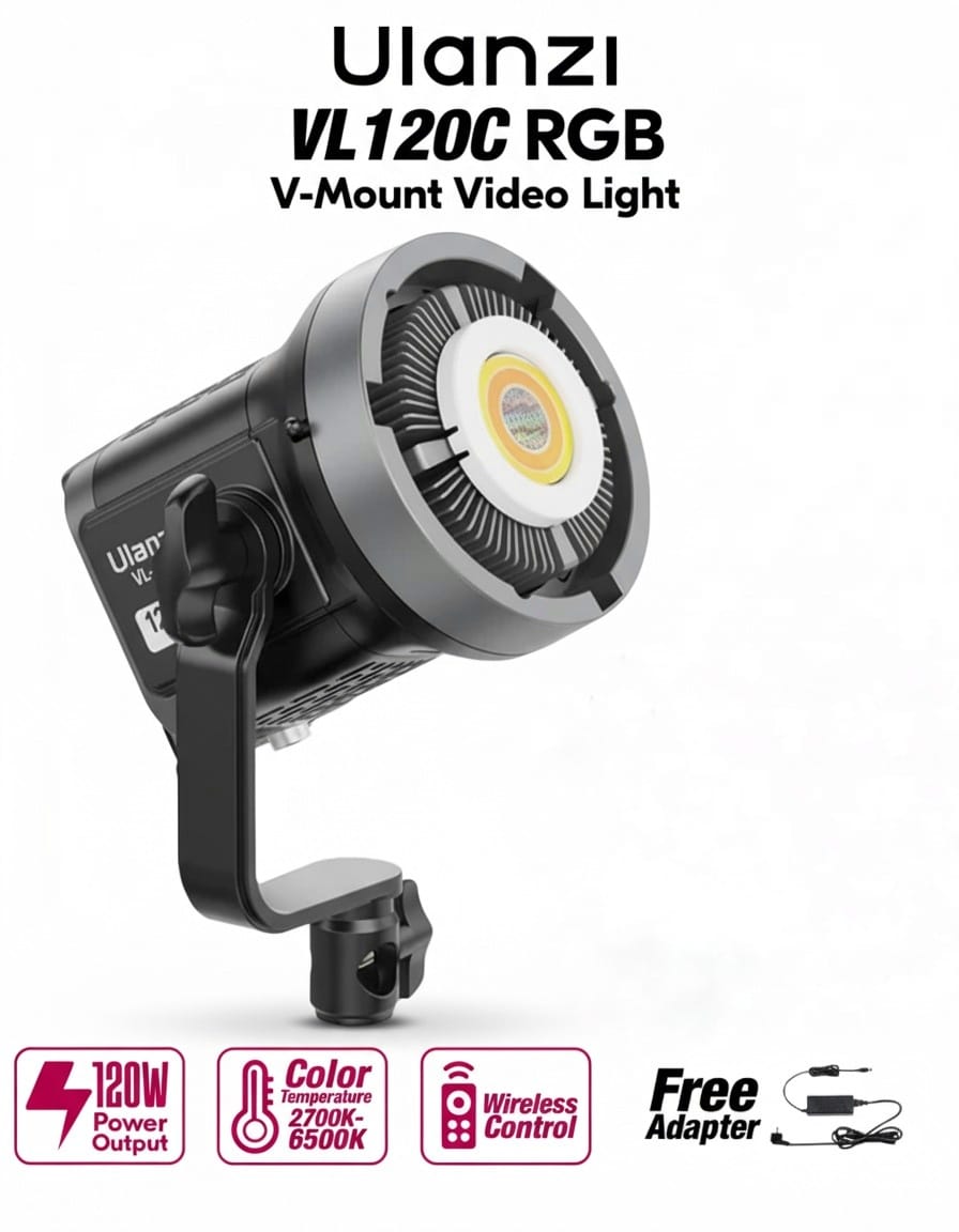 Ulanzi VL-120C 120W RGB V-Mount COB Video Light + Adapter Free Gift